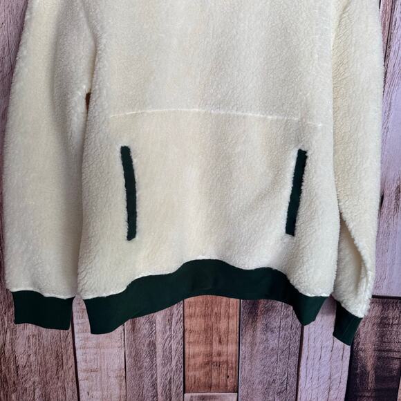 Octobre Editions Callan Fleece Jacket Pullover Ecru/Green XL Fall Winter Classic - Picture 4 of 9